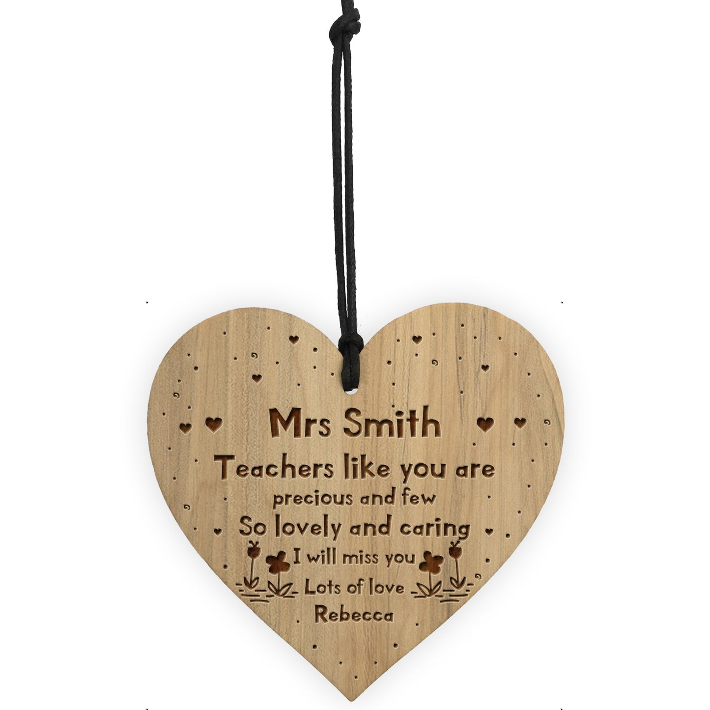 Personalised Teacher Gifts Wooden Engraved Heart Thank You Gifts