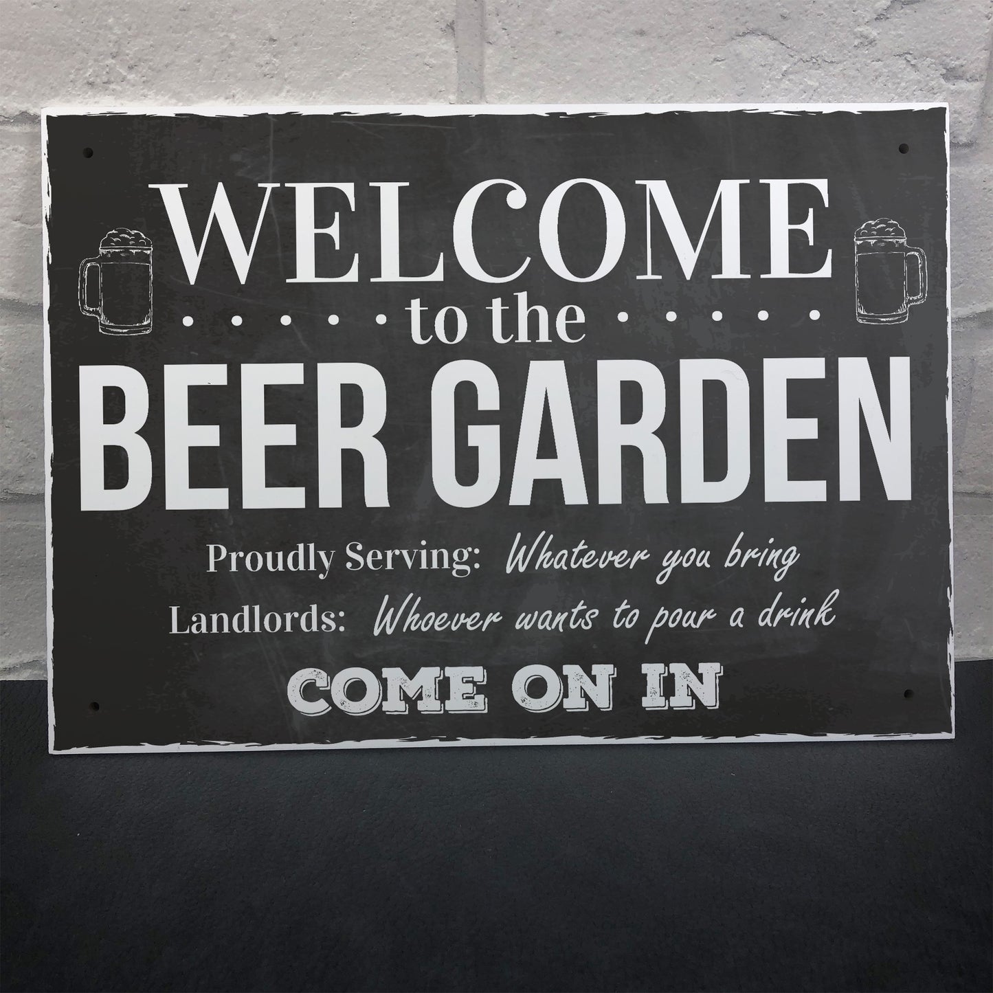 Chalk Welcome To The Beer Garden Hanging Wall Sign Landlord Pub