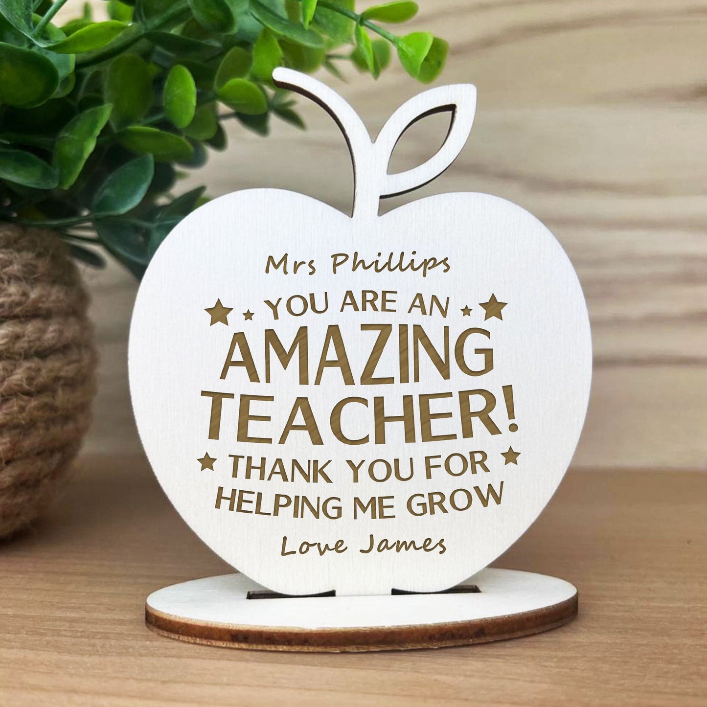 TEACHER GIFT Engraved Sign Apple School Nursery Pre School