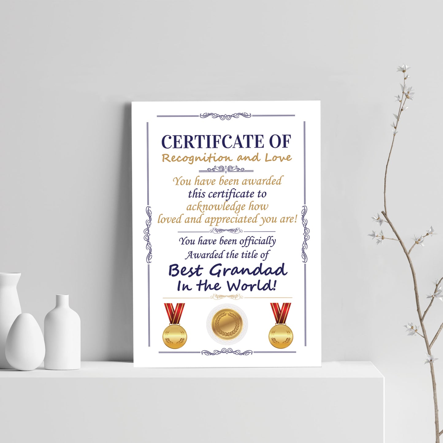 Novelty Certificate Fathers Day Birthday Funny Grandad Gift