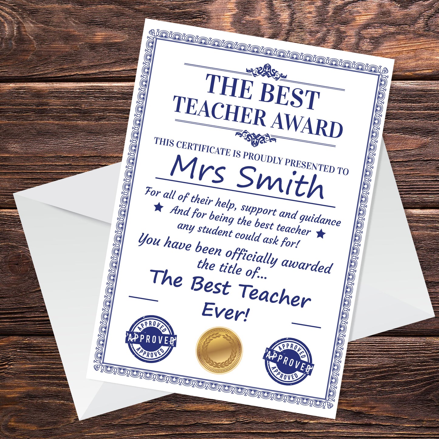 Teacher Cards From Children Personalised BEST TEACHER Card