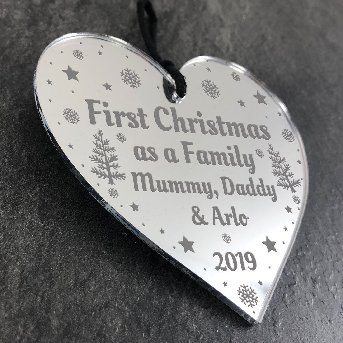 1st Christmas As A Family Personalised Acrylic Heart Xmas Gift