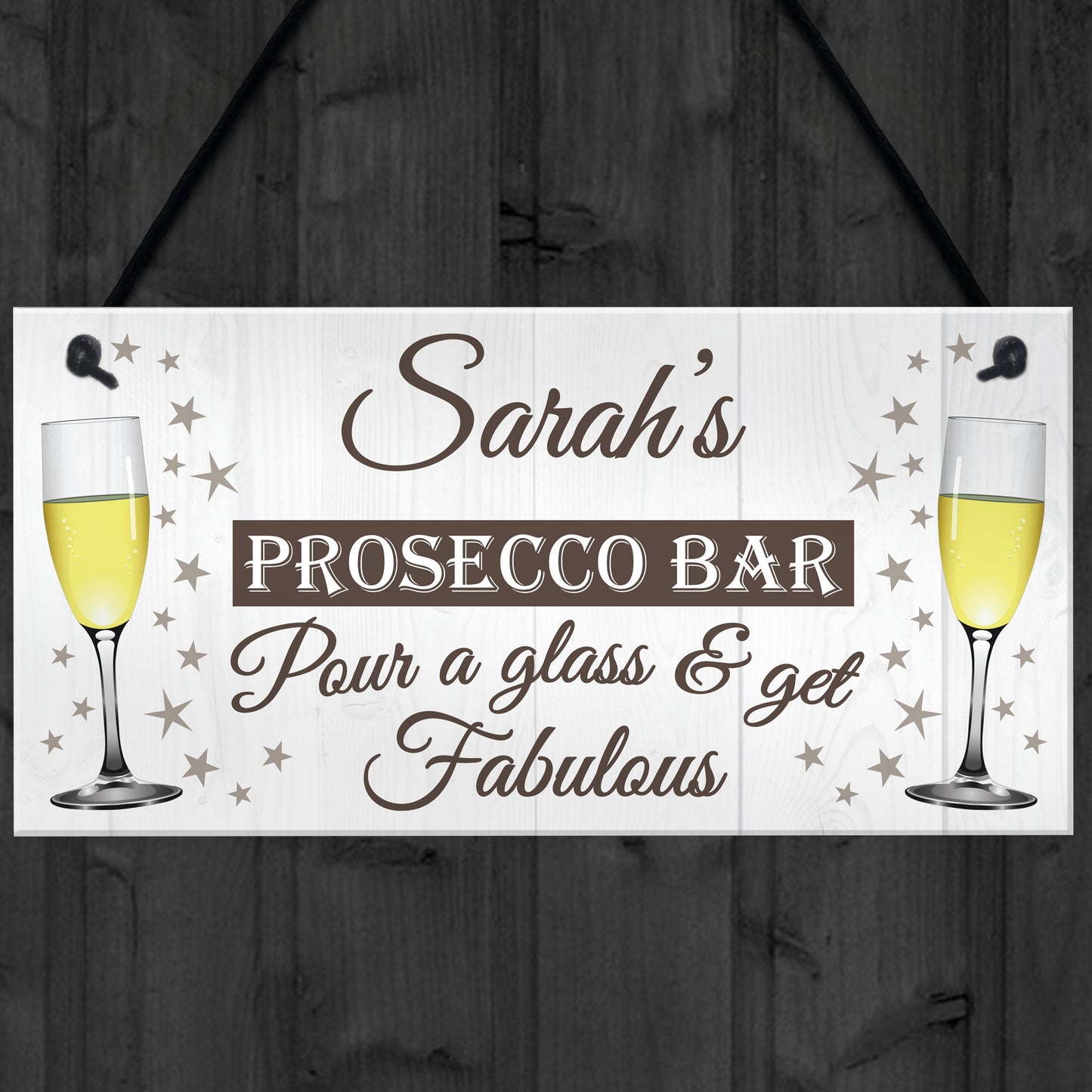 Personalised Prosecco Bar Hanging Plaque