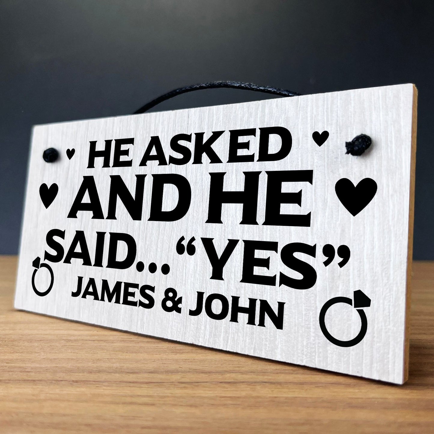 He Said Yes Hanging Shabby Sign Personalised Engagement Gifts