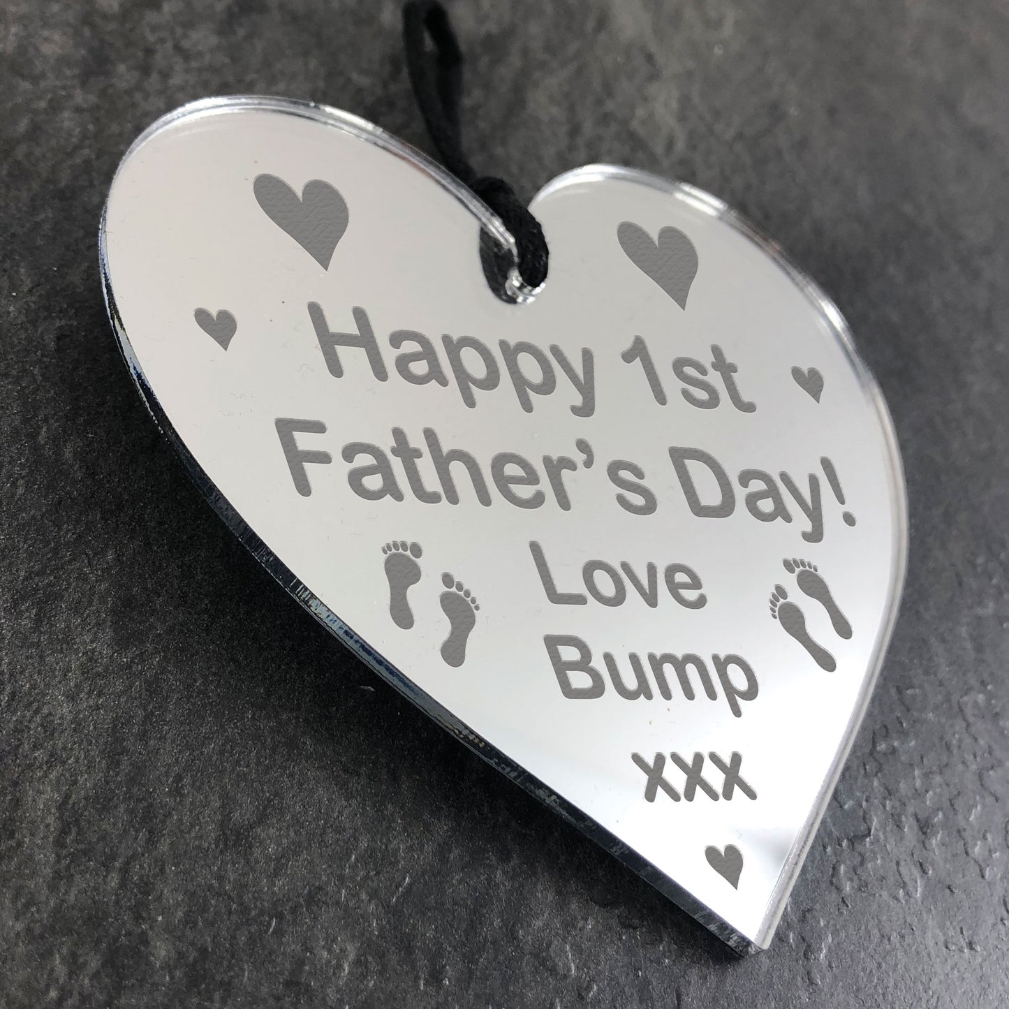 Novelty 1st Fathers Day Gift Engraved Heart New Dad Daddy Gift