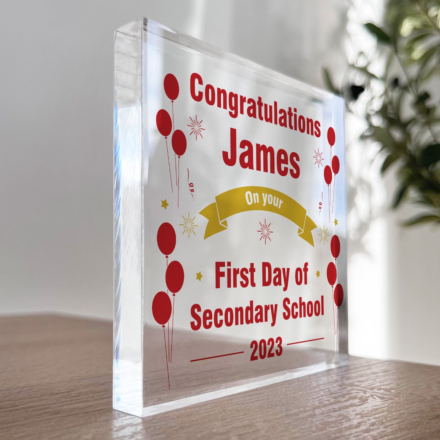 Good Luck First Day Of Secondary School Personalised Block