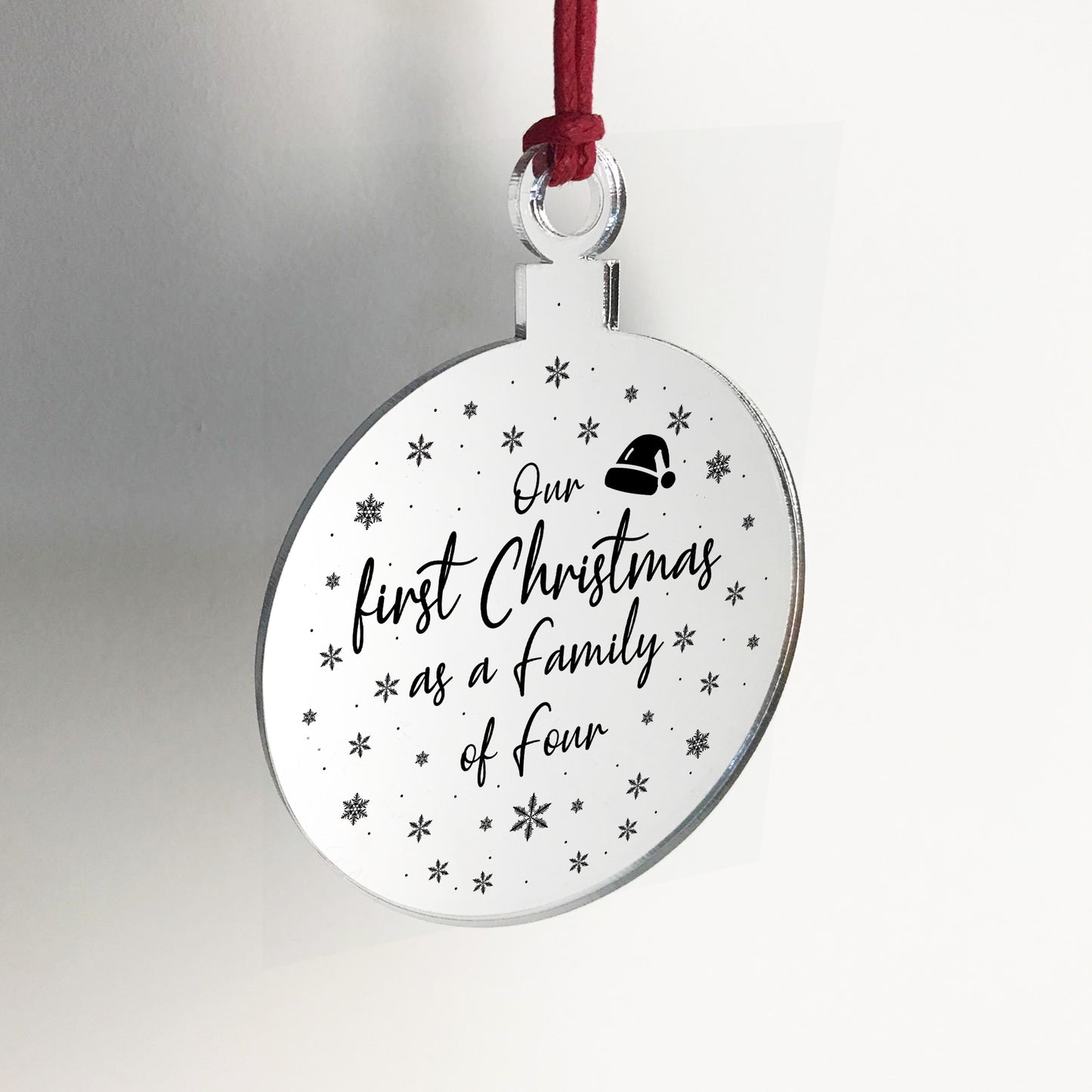 1st Christmas As A Family Of Four Engraved Tree Decoration