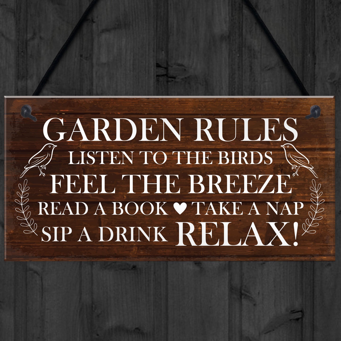 Garden Rules Sign Novelty Hanging Plaque Summer House Sign