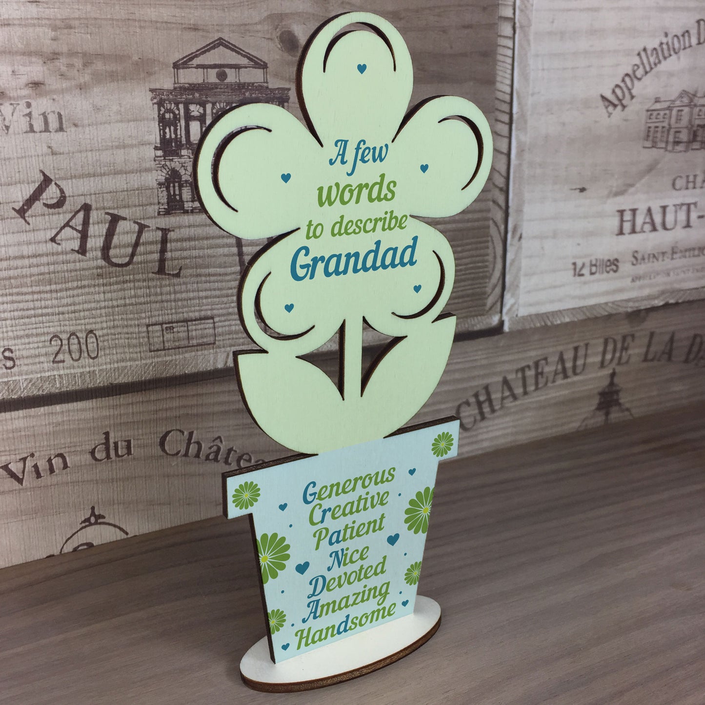 Fathers Day Gift Grandad Birthday Gift Wood Flower Grandad Gifts