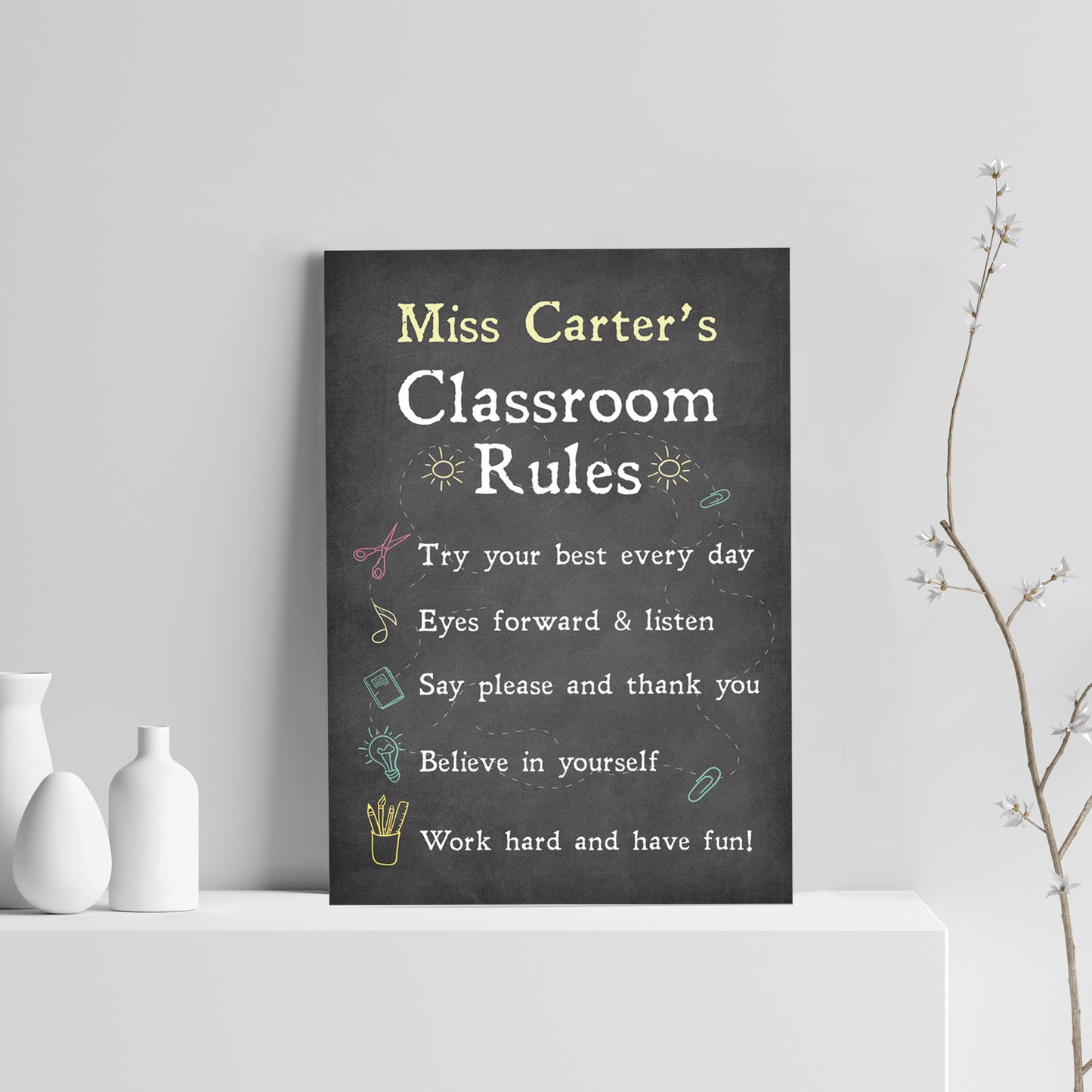 Classroom Rules Sign For Teacher Gift Personalised Wall Sign