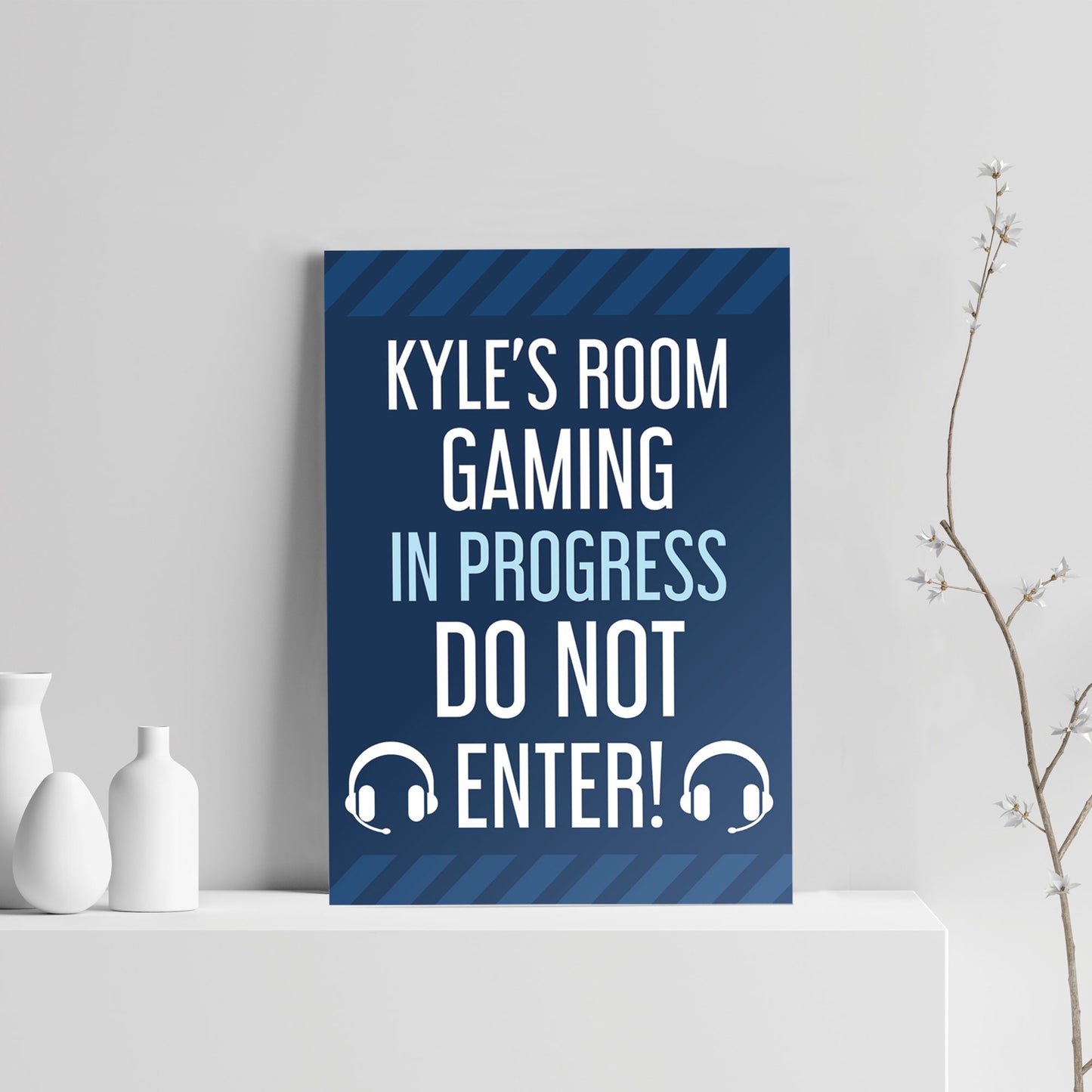 Boys Bedroom Sign Personalised Funny Gaming Wall Art Son Gift