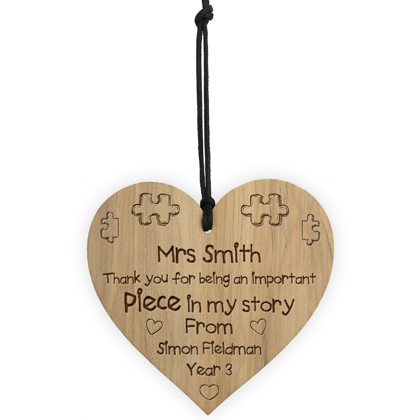 Thank You Piece In My Story Gift For Teacher Personalised Heart