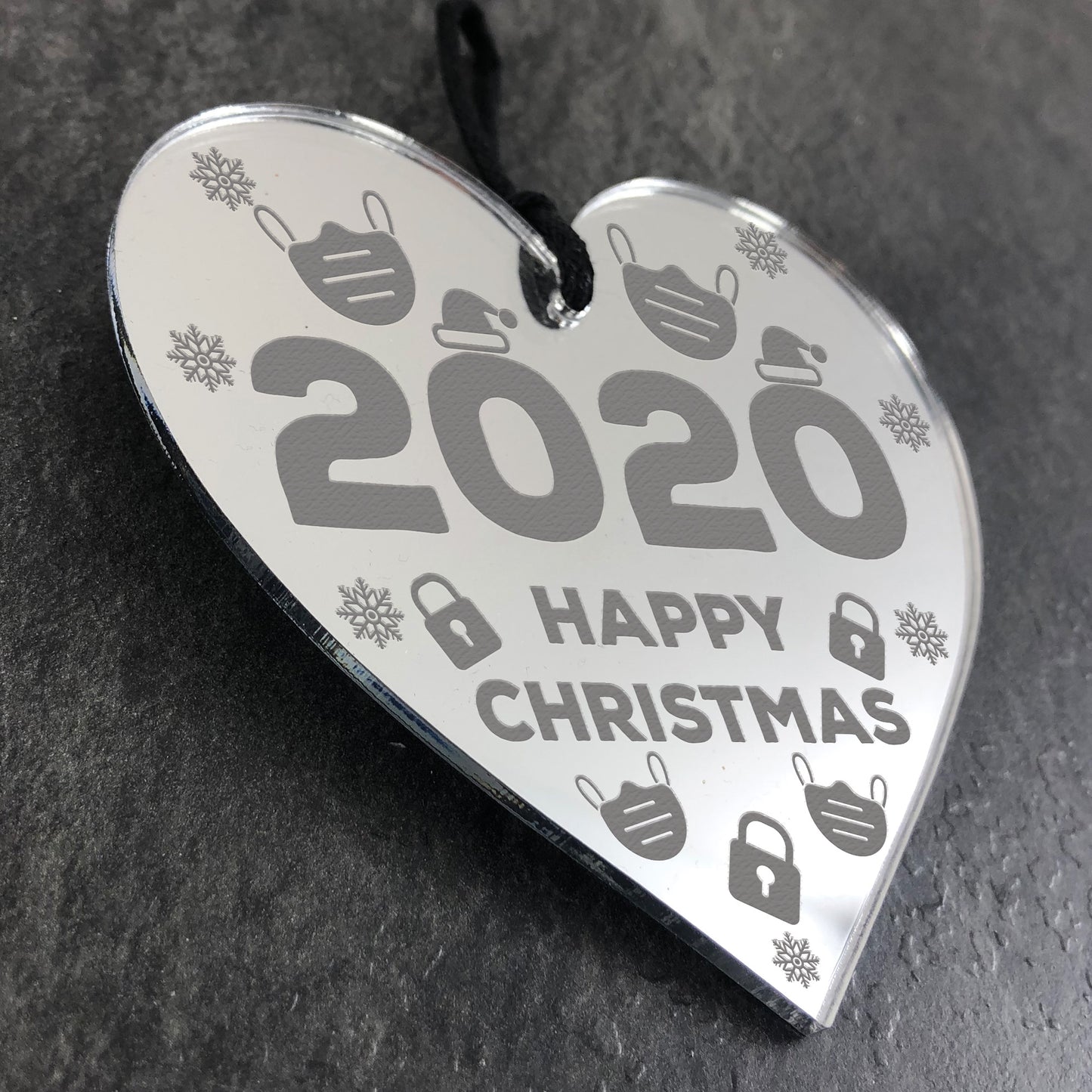 2020 Happy Christmas Lockdown Engraved Bauble Christmas Decor