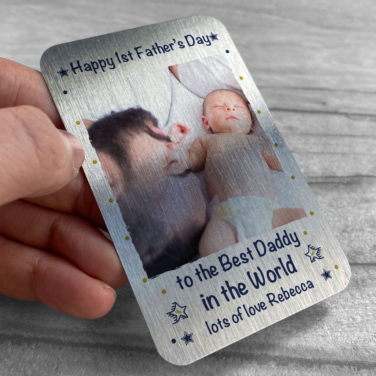 Personalised 1st Fathers Day Gift For Dad Metal Wallet Insert