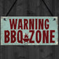 Warning BBQ ZONE Barbecue Garden Bar Hanging Wall Plaque Sign