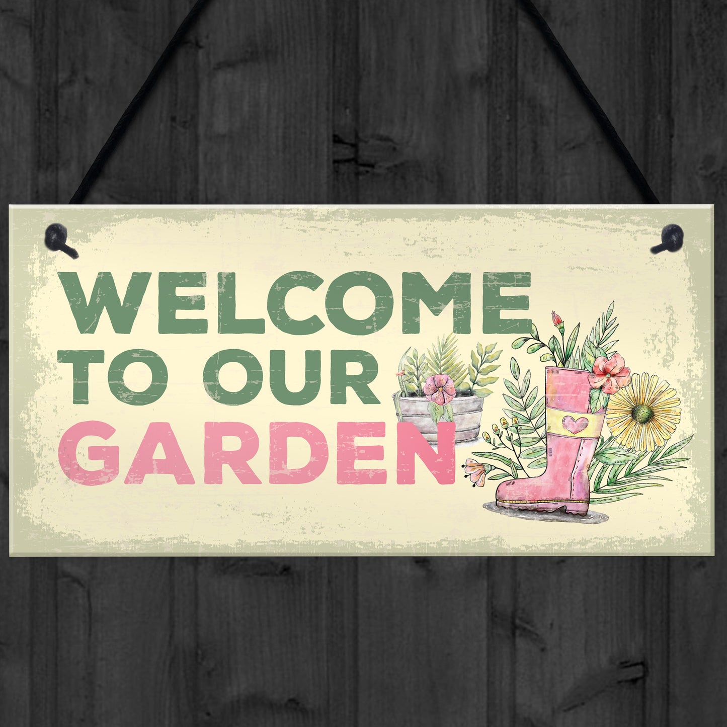 Welcome To Our Garden Novelty Shabby Chic Garden Shed Sign