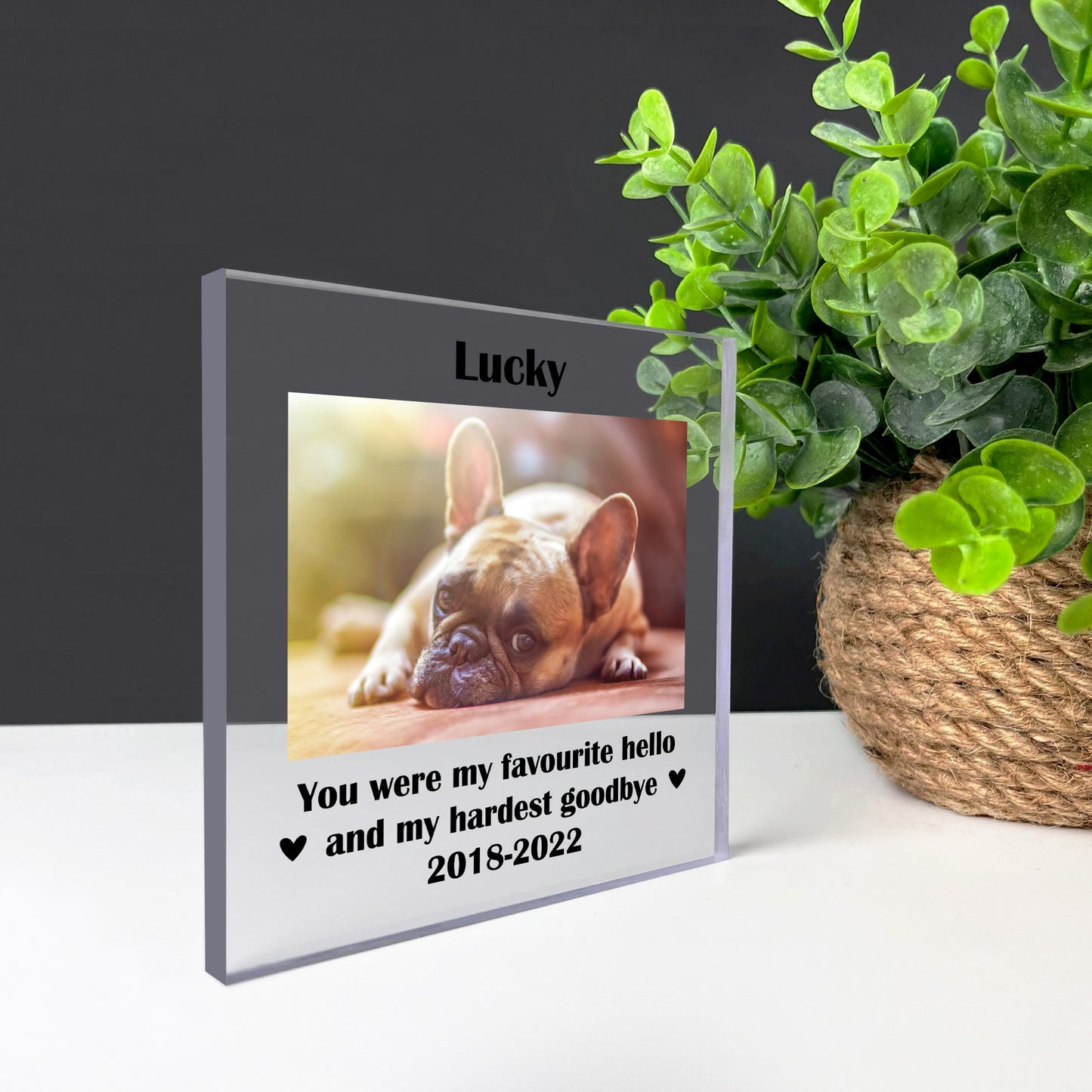 Personalised Pet Photo Block Gift Dog Puppy Memorial Gift