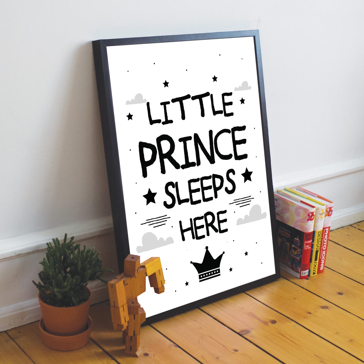 Boys Nursery Decoration Framed Print Prince Sleeps Here Son Gift