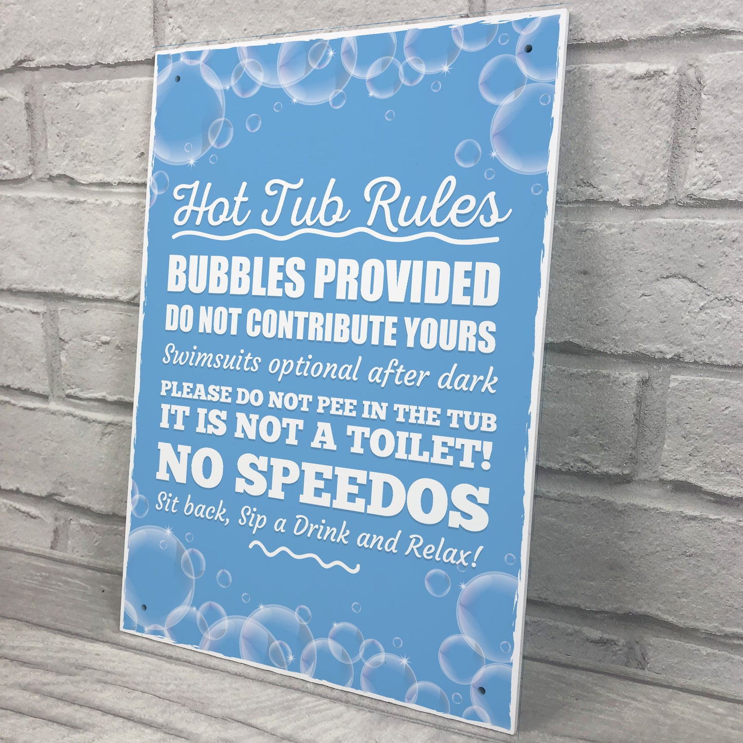 Hot Tub Rules Hanging Garden Shed Plaque Jacuzzi Pool Sign