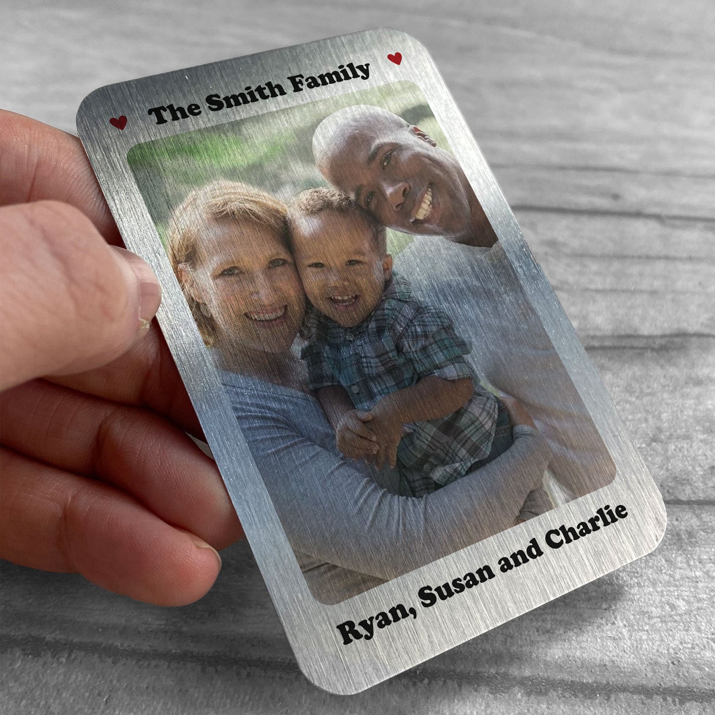 Personalised Metal Photo Card Family Gifts Novelty Birthday Gift