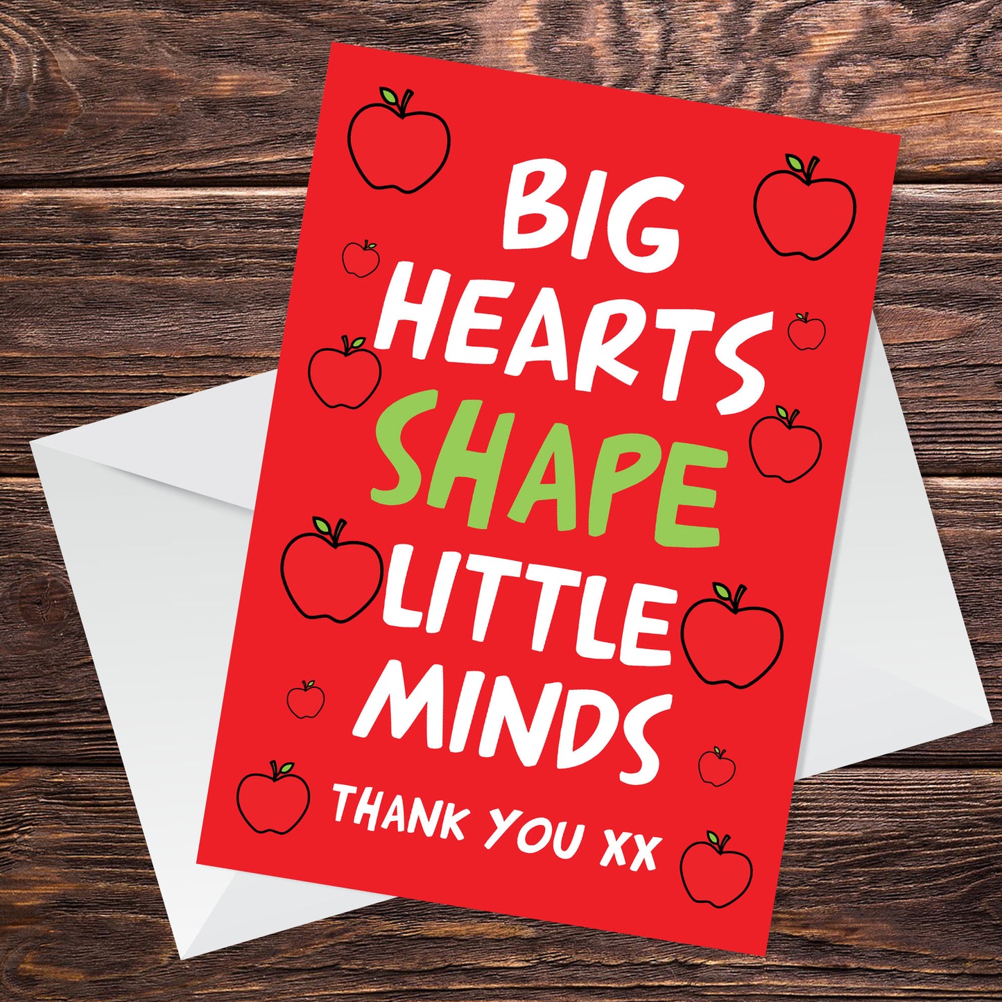 Big Hearts Shape Little Minds Card For Teacher Thank You Card