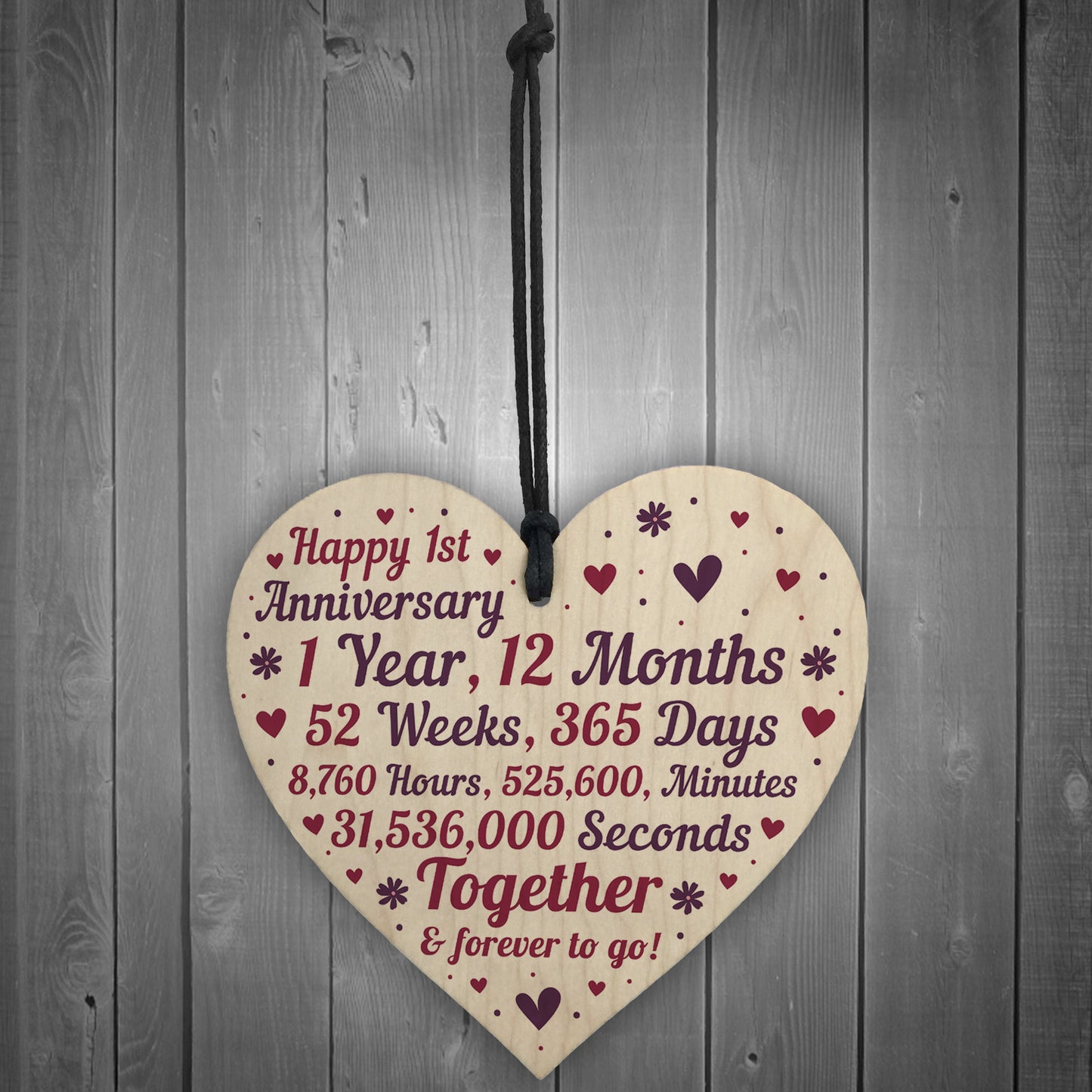 1st Anniversary Gifts for Couple Wood Heart First Anniversary