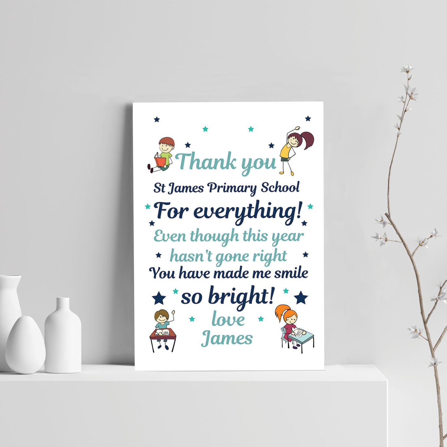 Personalised Teacher Print Thank You Gift For Nursery Preschool