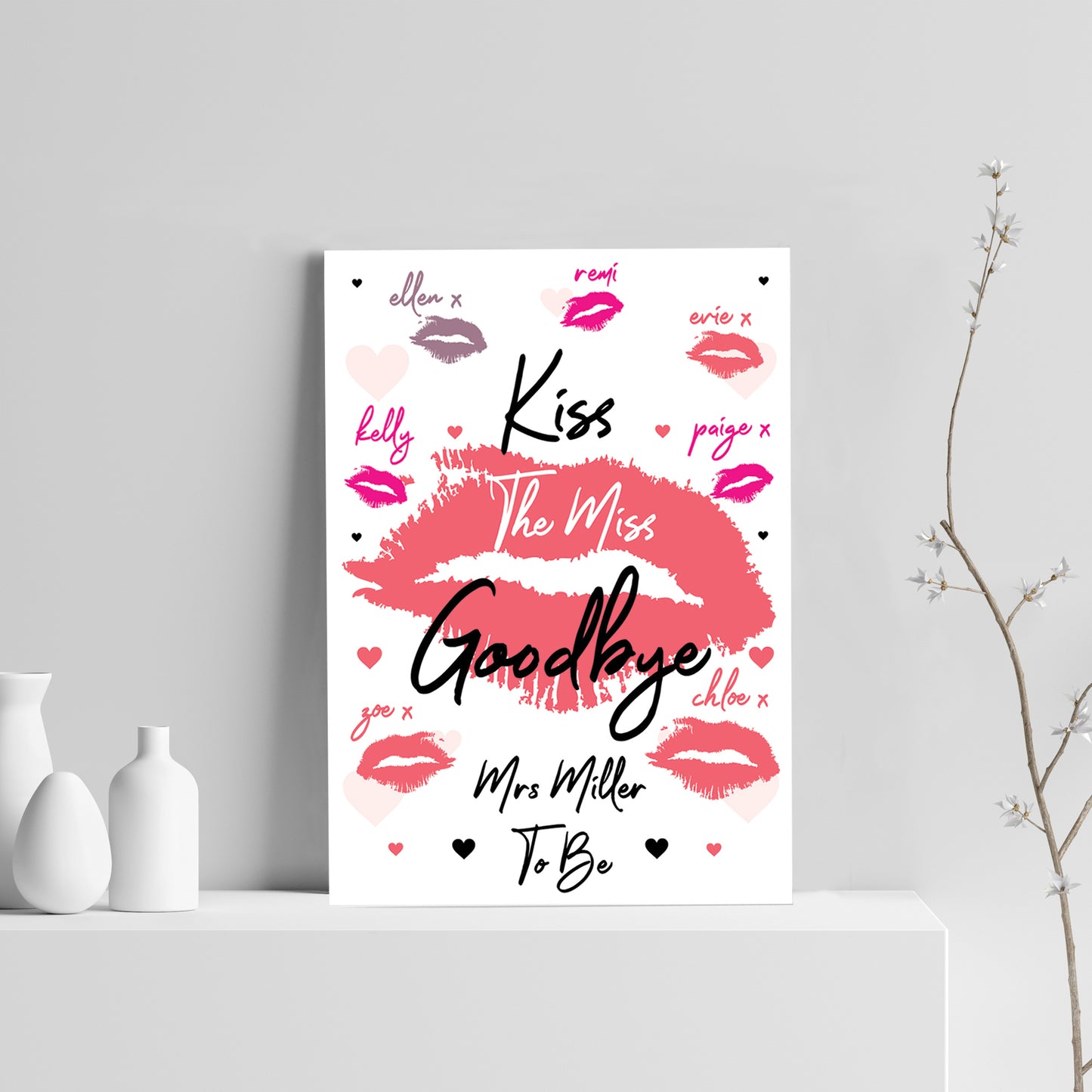 Kiss The Miss Goodbye Personalised Hen Party Accessories Bride