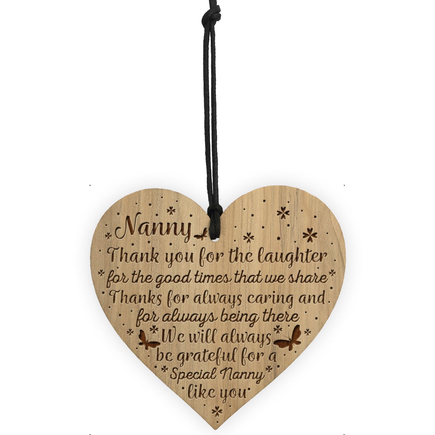 Nanny Thank You Gifts Engraved Wooden Heart Birthday Christmas