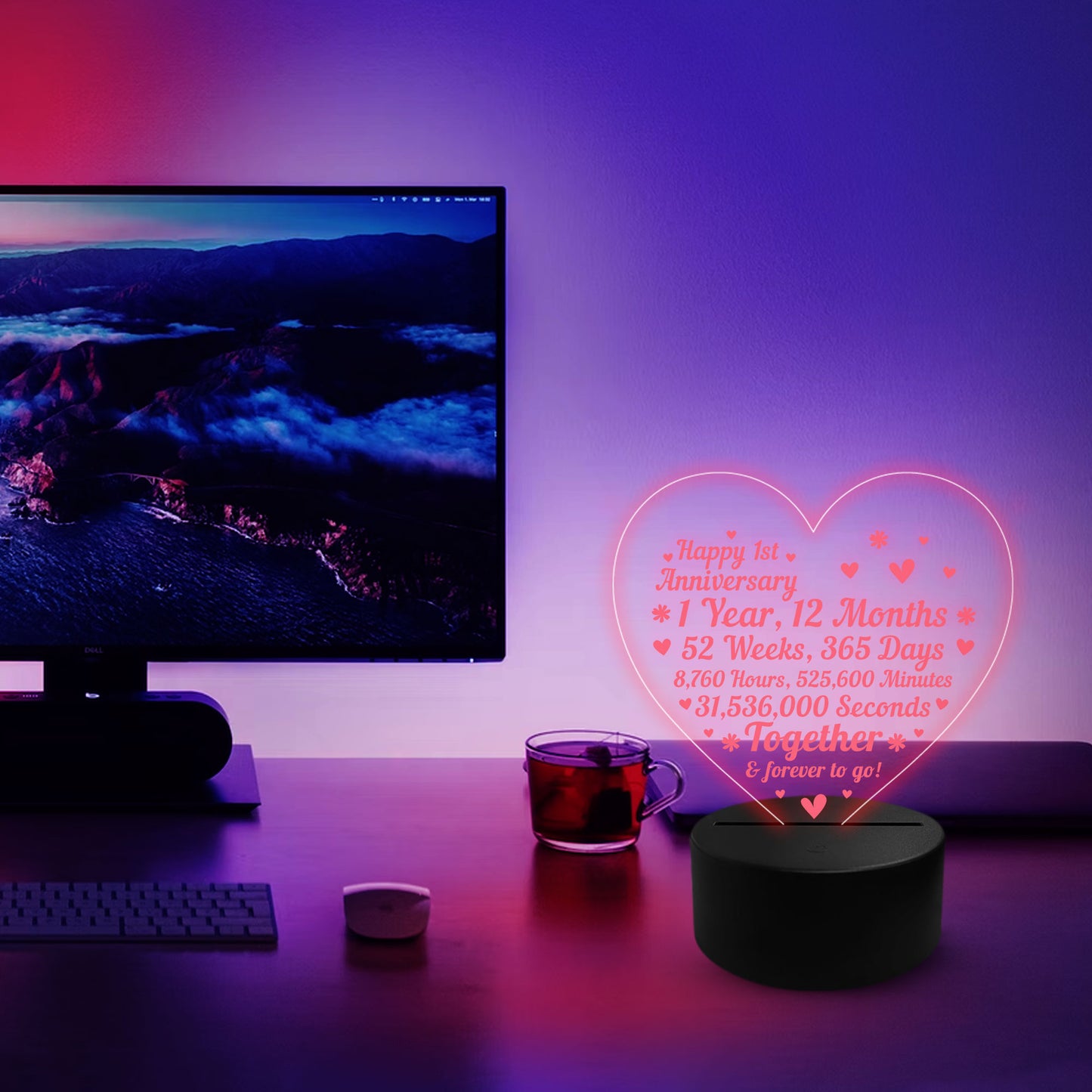 1st Wedding Anniversary Gifts for Her Him NEON LED Lamp