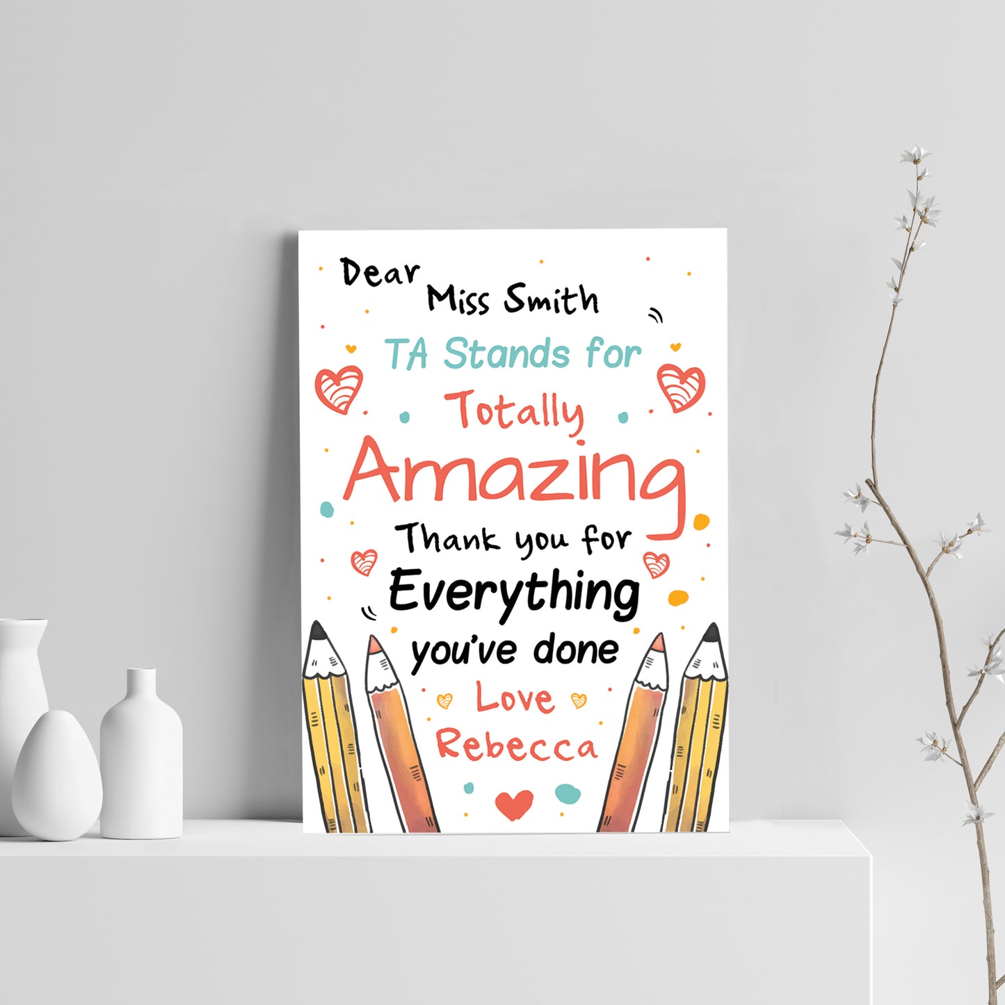 Personalised Thank You Gift For Teaching Assistant Print Leaving