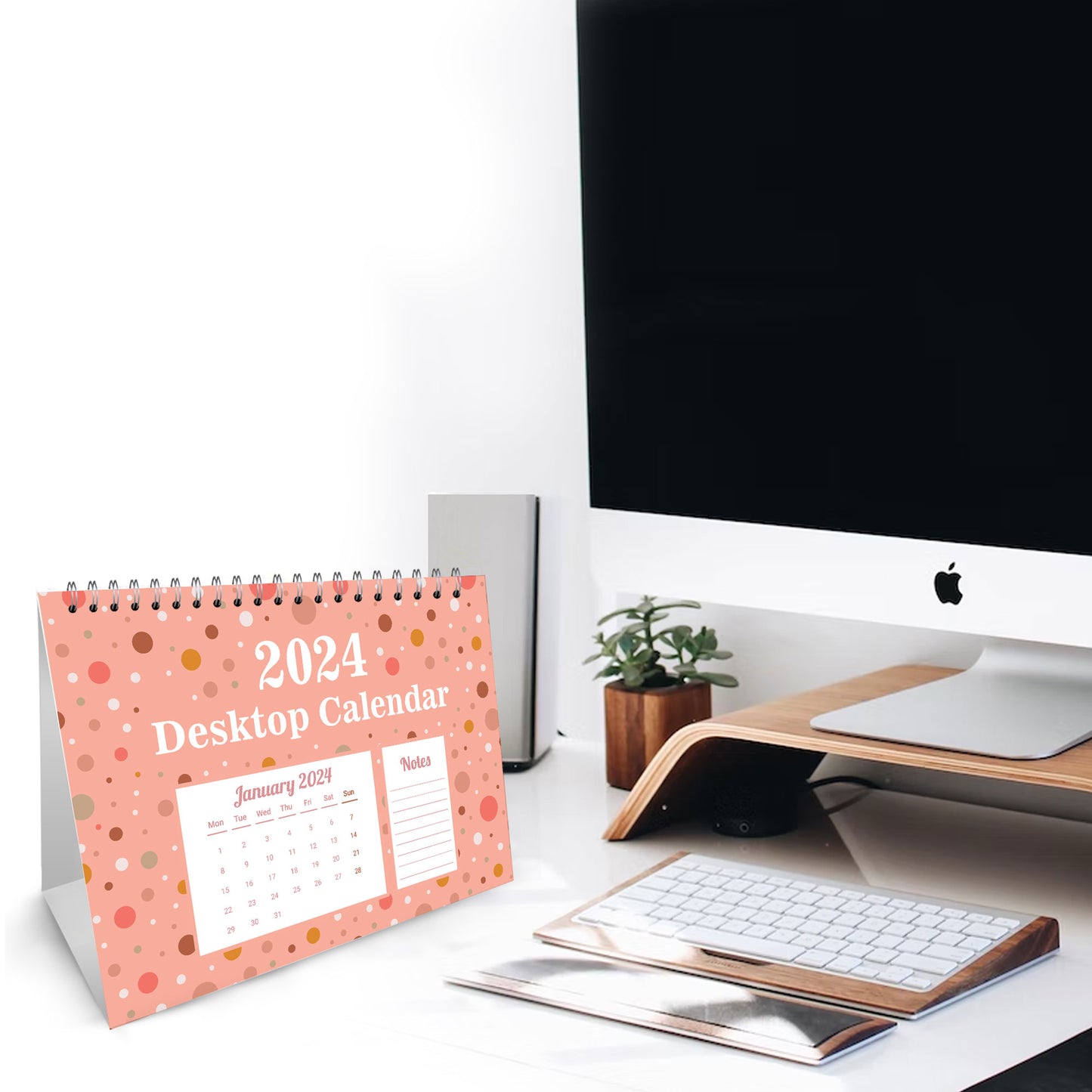 2024 Calendar Polka Dot Desk Calendar 2024 Monthly Calendar