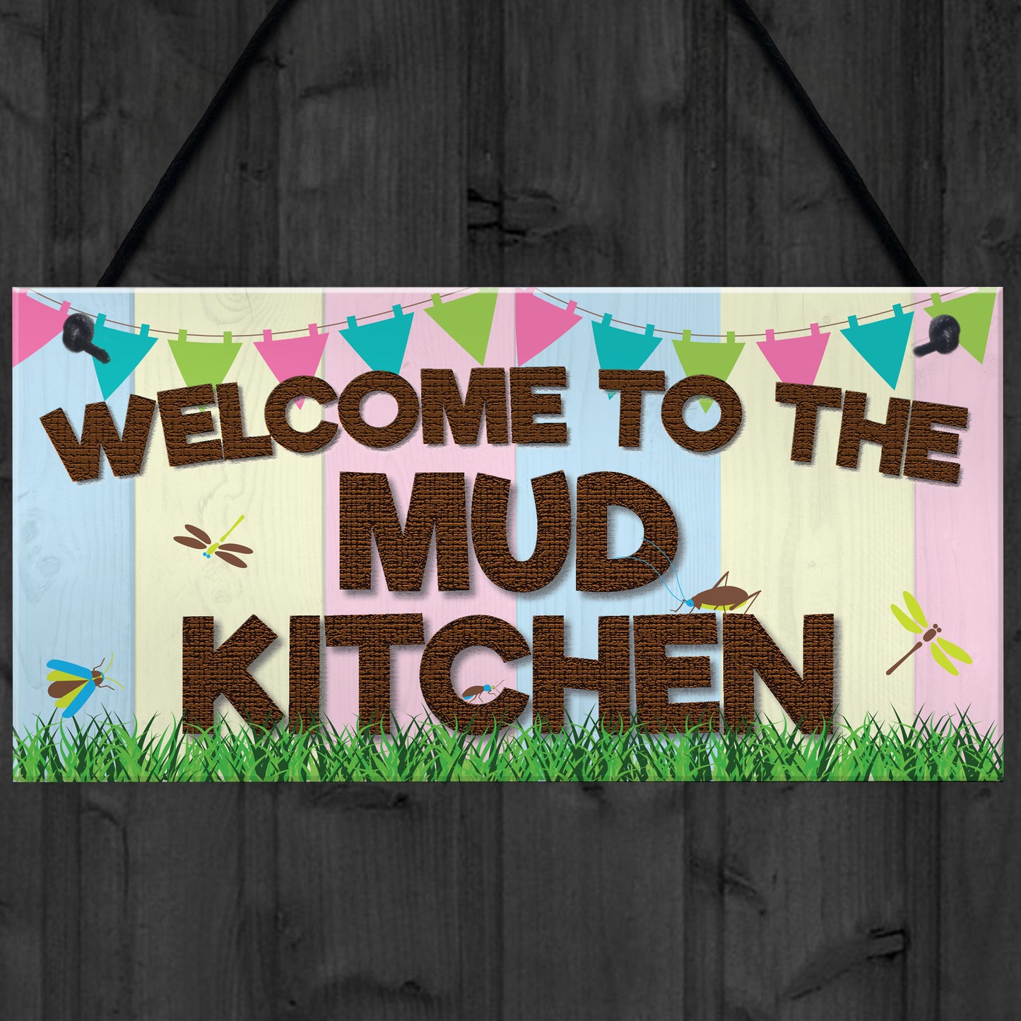 Welcome Mud Kitchen Home School Garden Outdoor Hanging Plaque