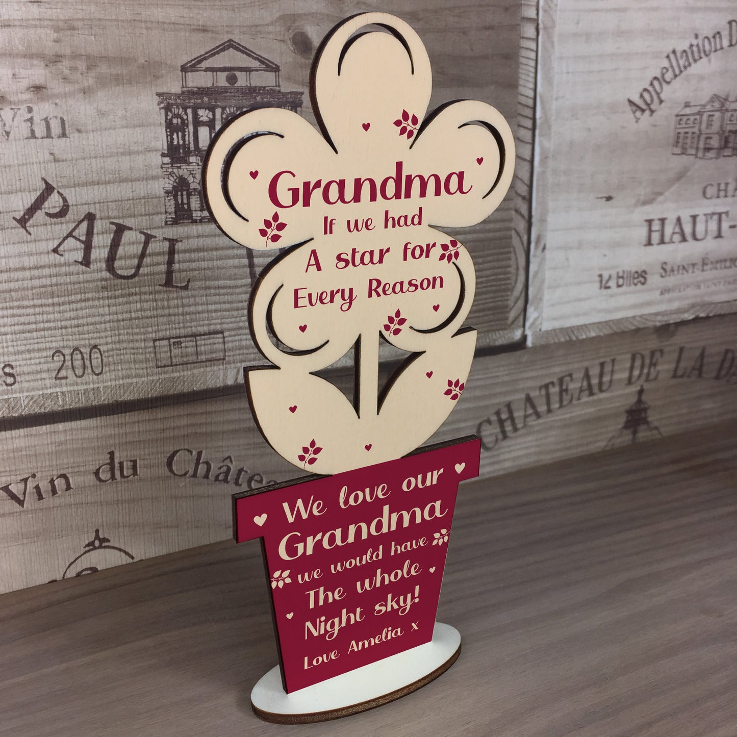 Special Gift For Grandma Birthday Mothers Day Wood Flower