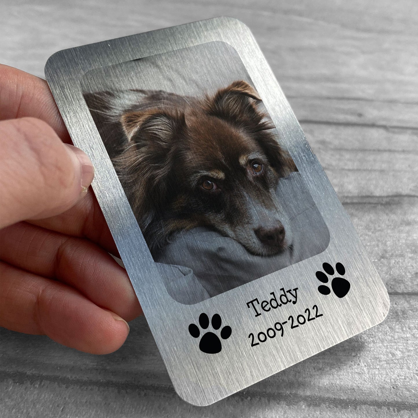 Pet Memorial Gift Personalised Photo Wallet Card Dog Cat