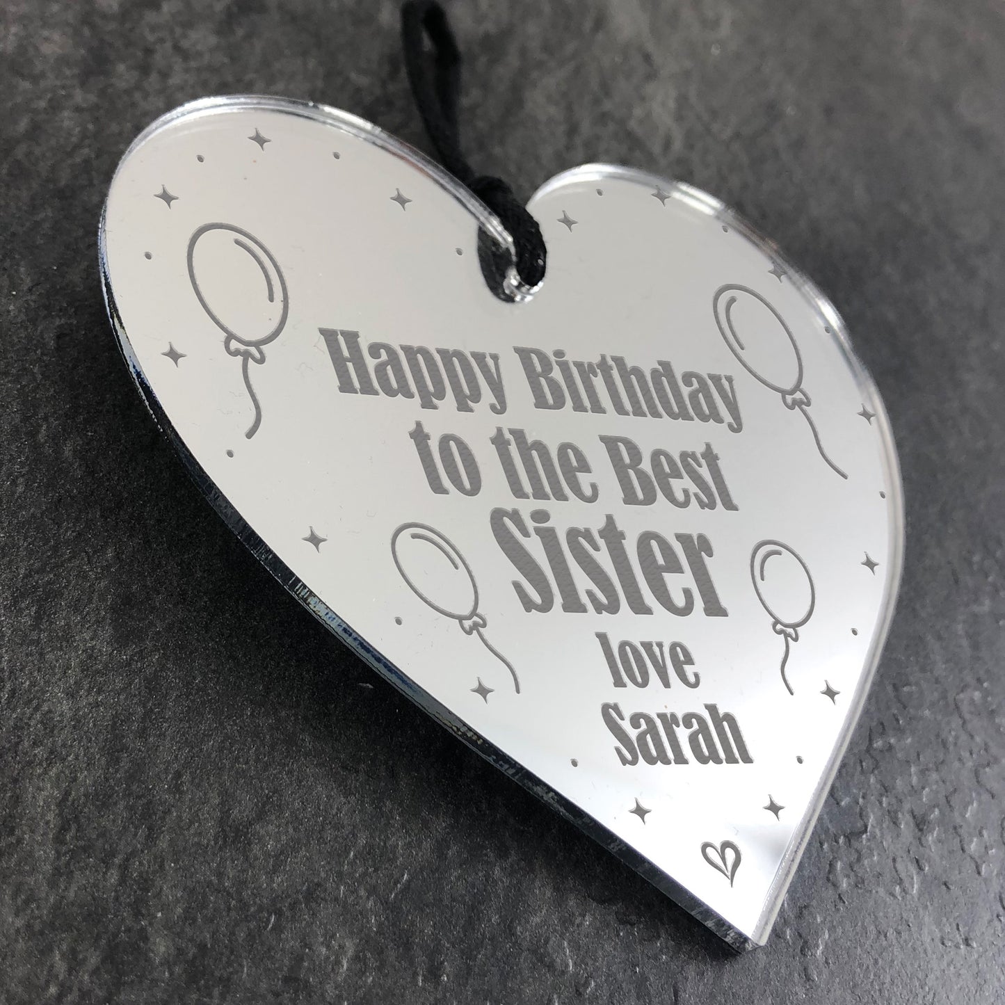 Best Sister Birthday Gift Personalised Engraved Heart Gift