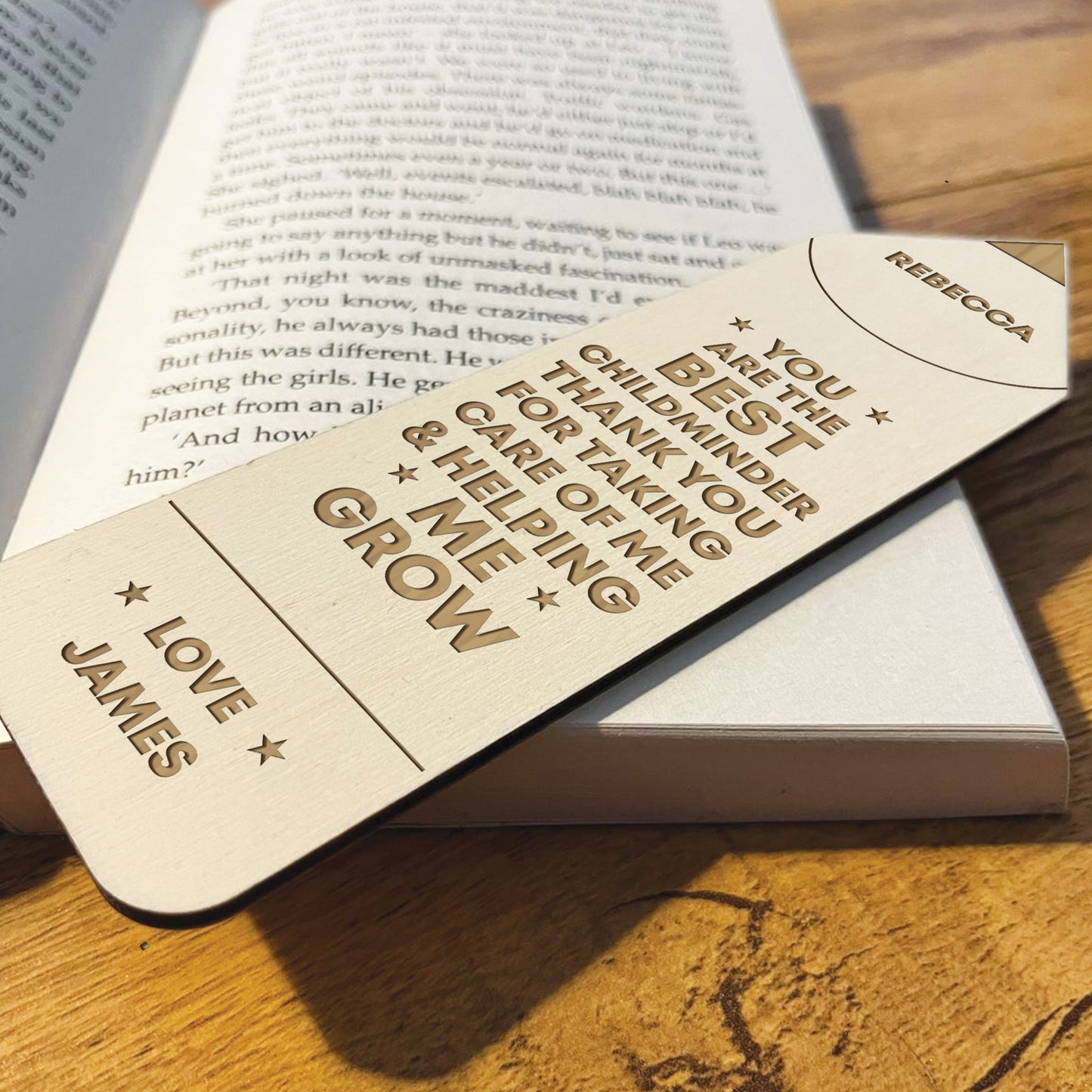 Personalised Best Childminder Gift Engraved Wood Bookmark