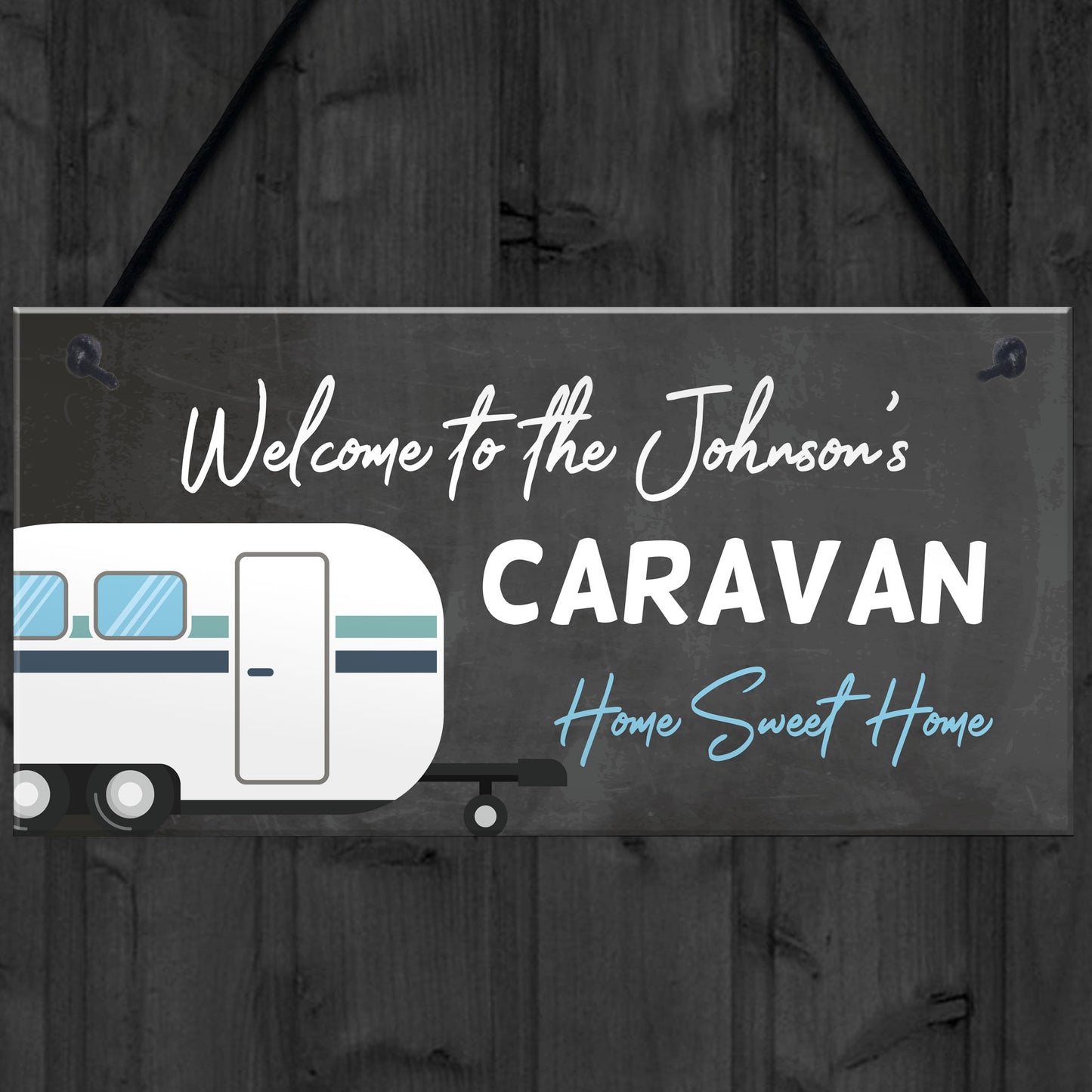 Personalised Caravan Sign For Family Hanging Door Sign