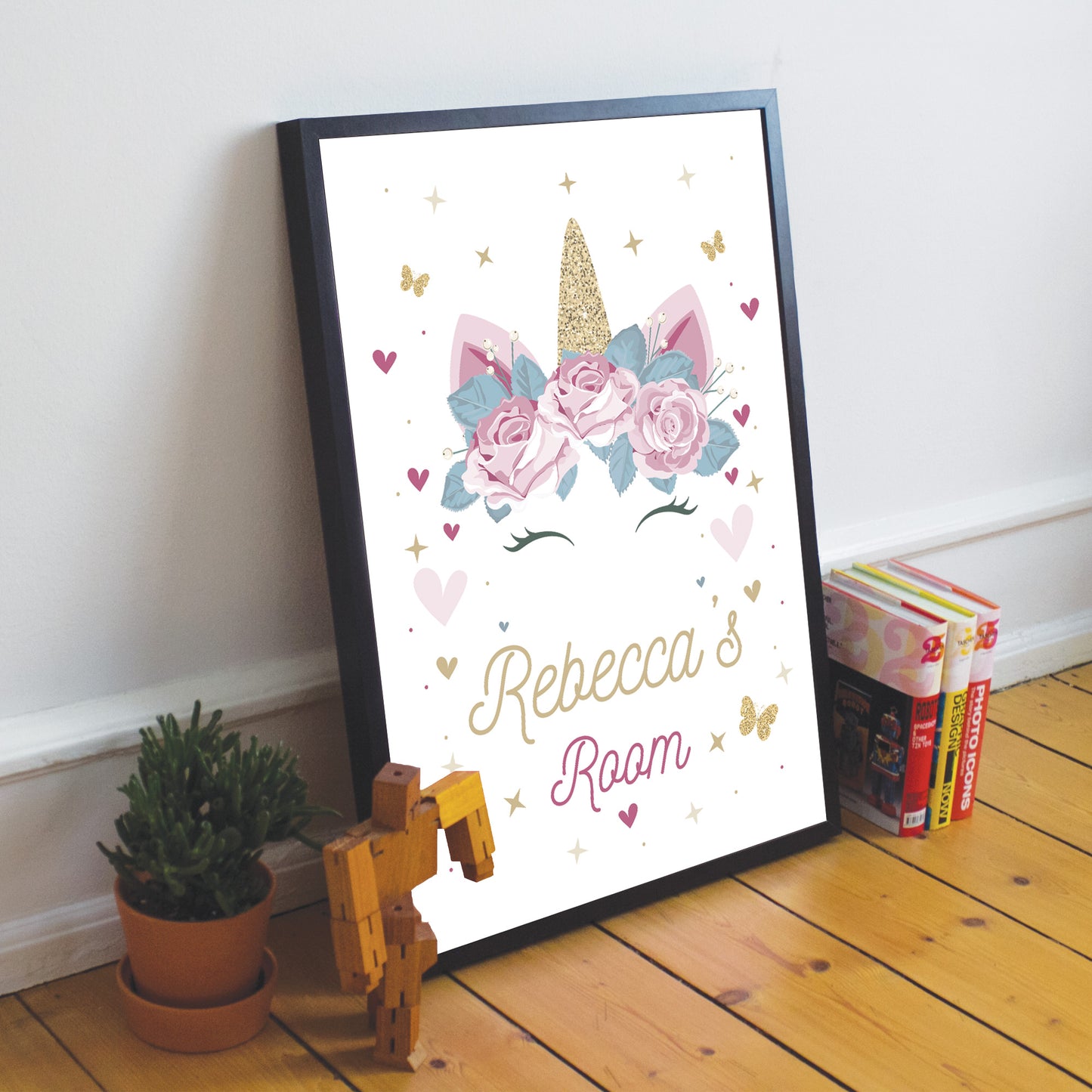 Girl Bedroom Sign Personalised Unicorn Print Nursery Frame Print