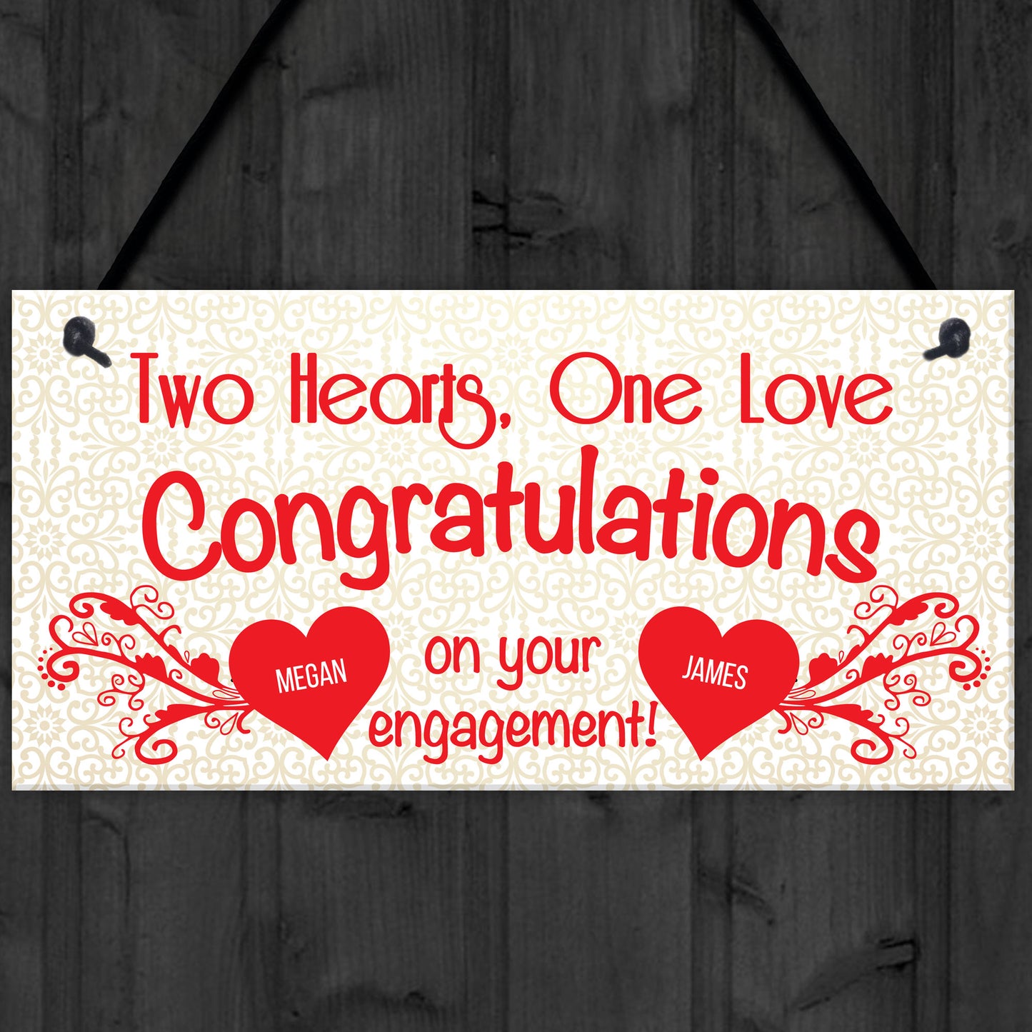 Personalised Congratulations Engagement Gift Hanging Plaque