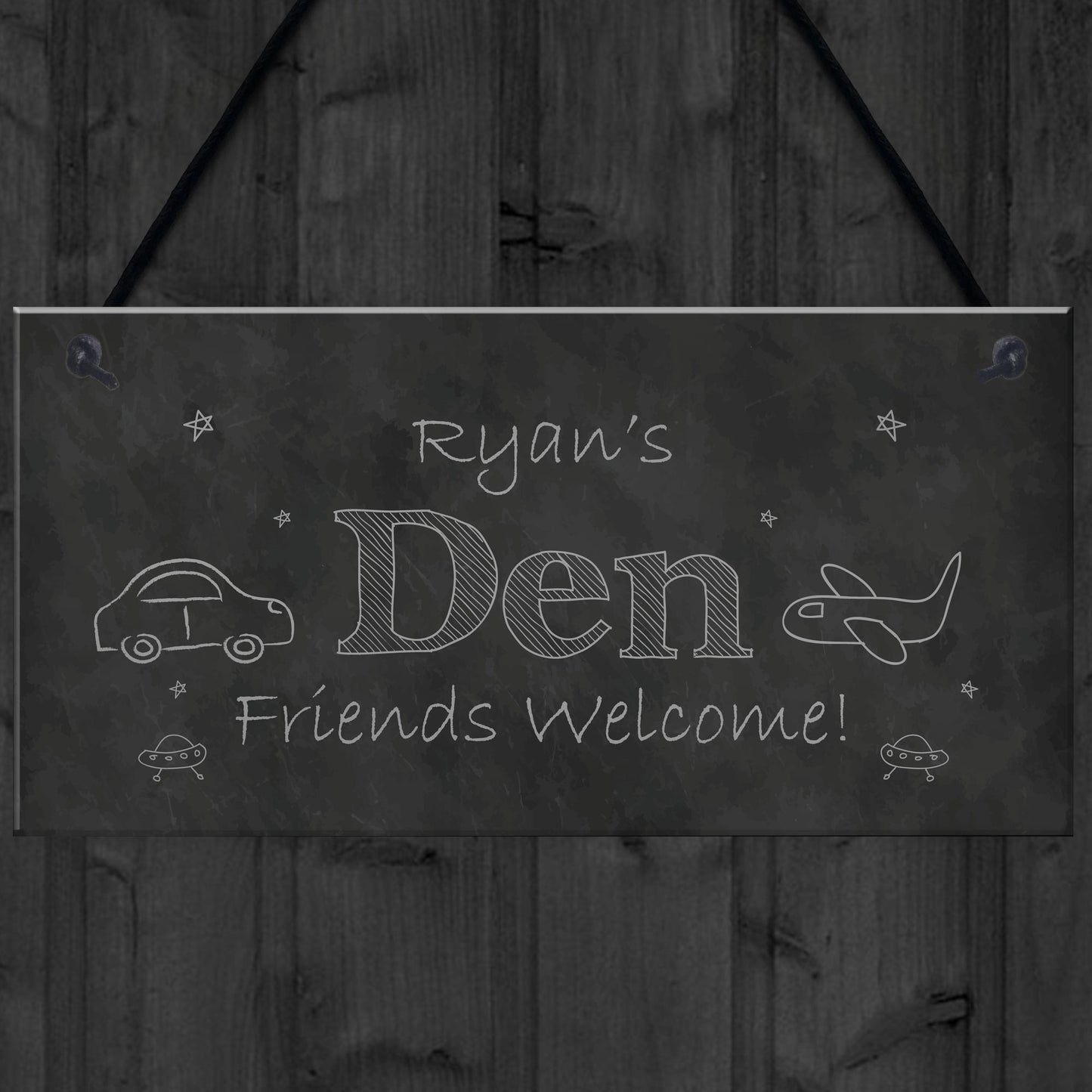 Chalkboard Effect PERSONALISED Den Sign For Playroom House