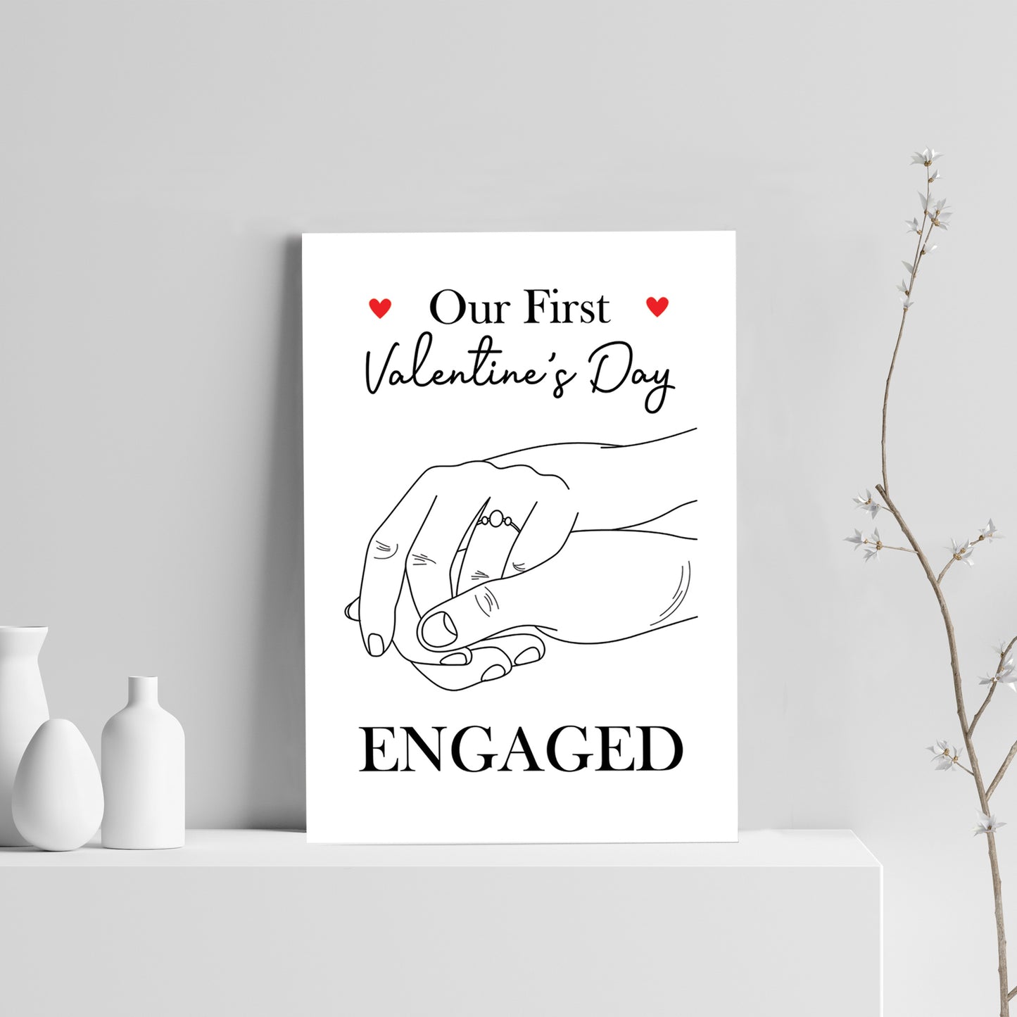 1st First Valentines Day Engaged Print Gift For Couple