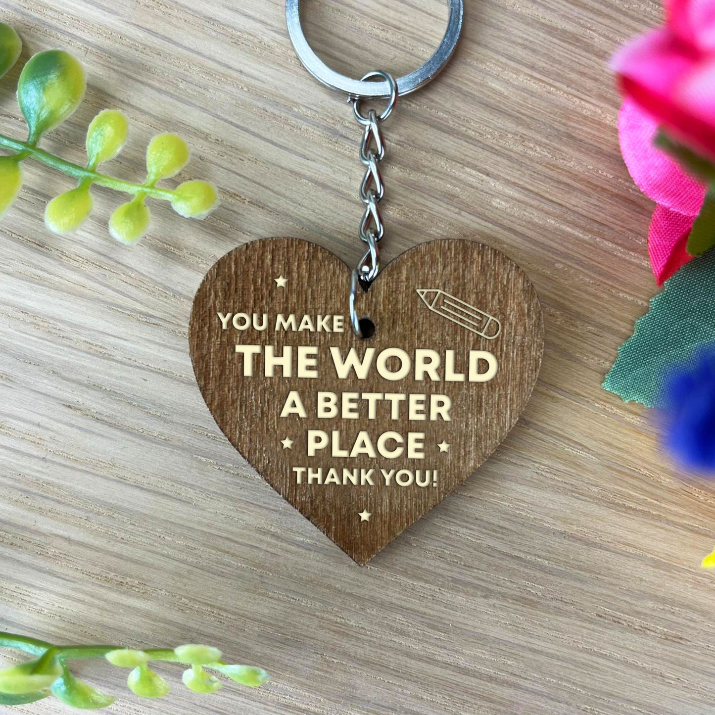 Wooden Keyring Gift For Teacher Teaching Assistant Nursery