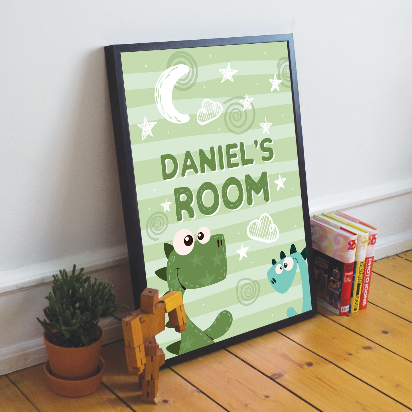 Personalised Boys Bedroom Sign Dinosaur Print Boy Nursery Decor