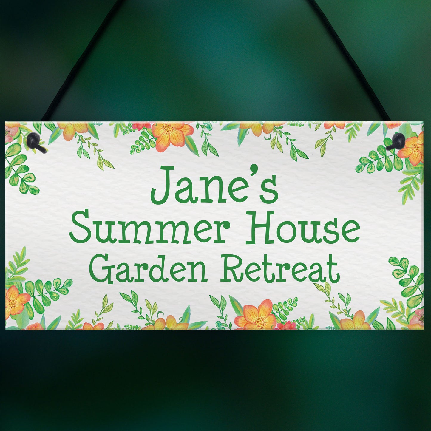 Floral Summerhouse Sign Personalised Hanging Door Sign