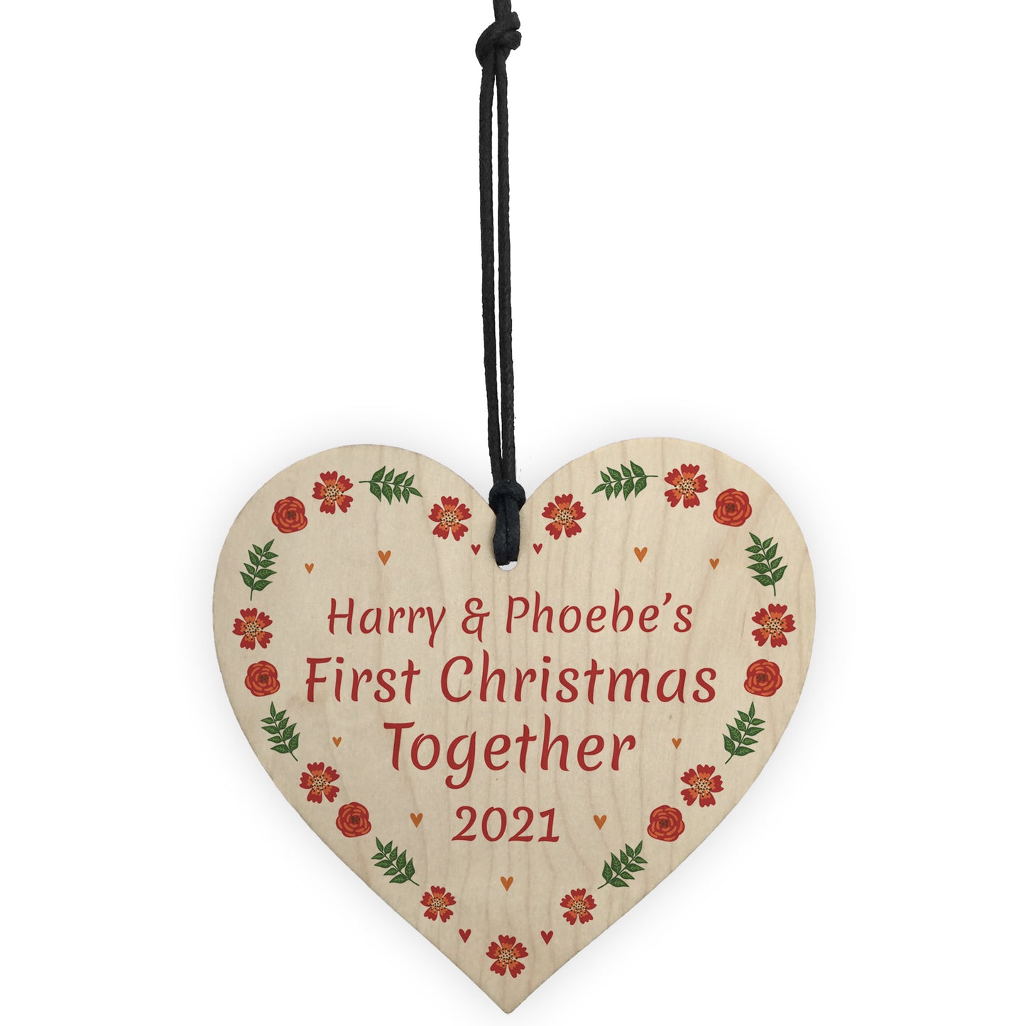 1st Christmas Together Wood Bauble Tree Decoration Personalised