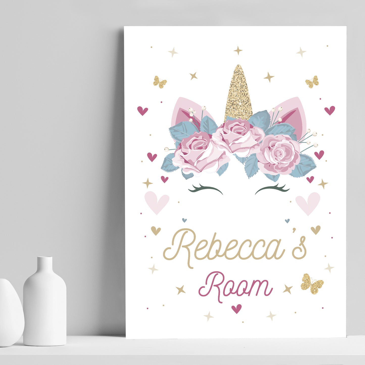 Girl Bedroom Sign Personalised Unicorn Nursery Print Gift