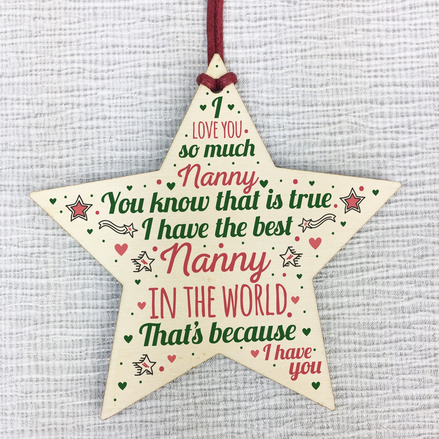 Best NAN Gift For Nanny Wooden Hanging Star Birthday Christmas