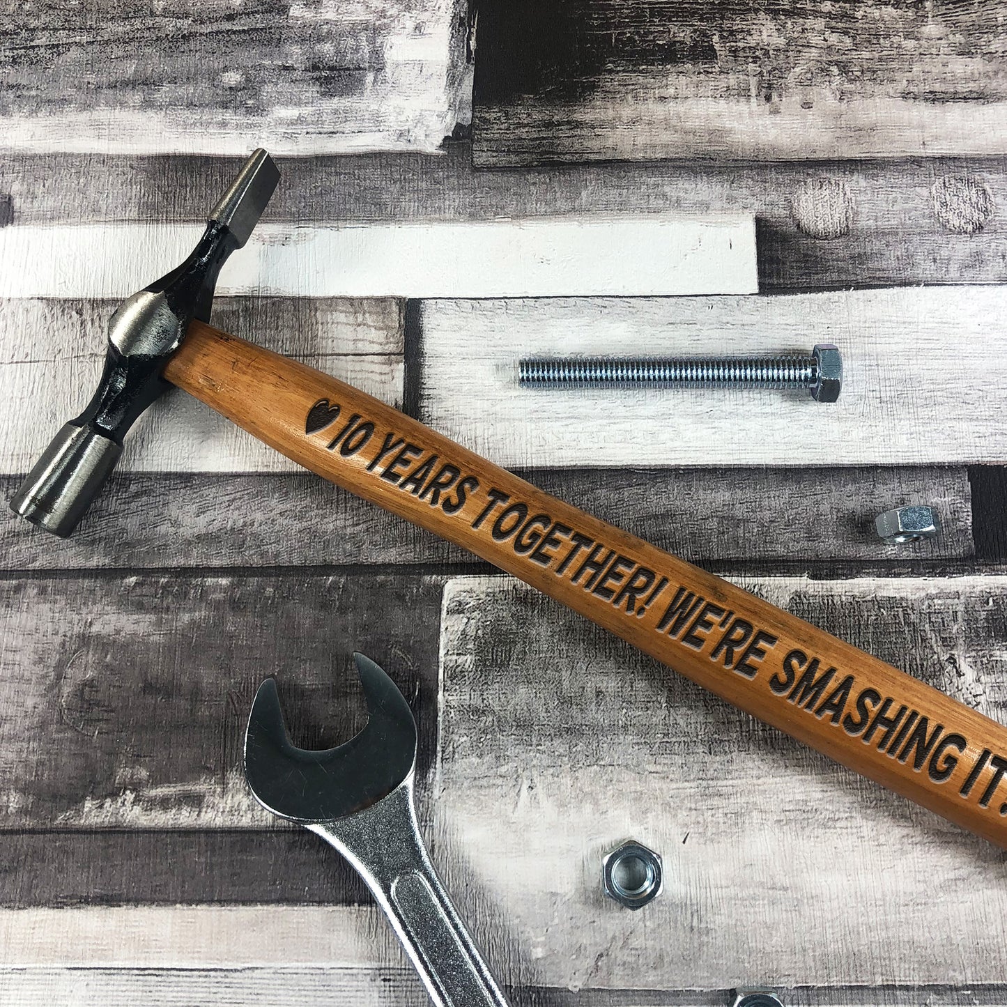 10 Year Anniversary Engraved Hammer Gift For Boyfriend Husband