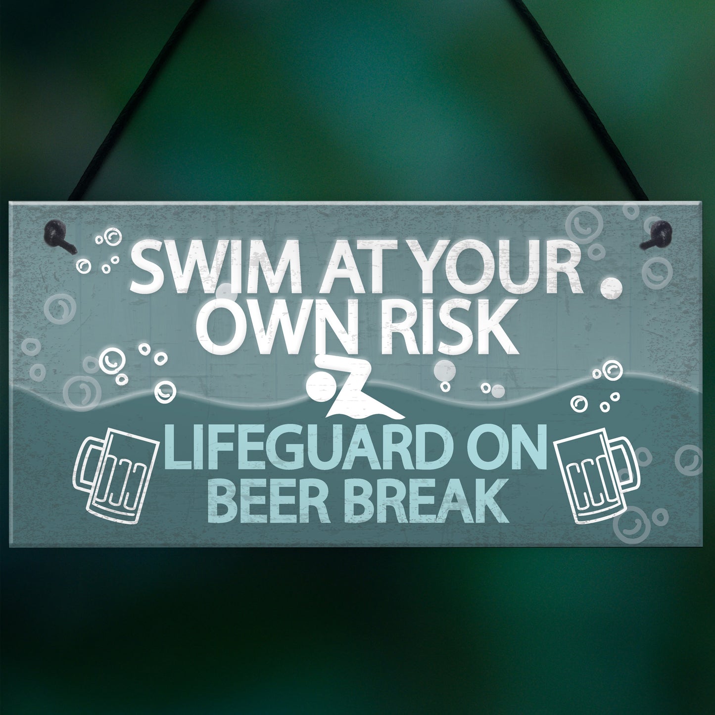 Funny Swim At Own Risk Hot Tub Pool Jacuzzi Garden Shed Plaque